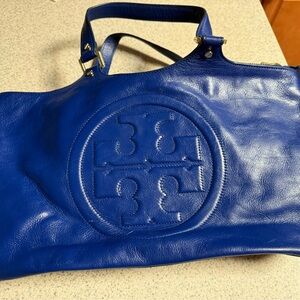 Blue Tory Burch Leather Tote Bag